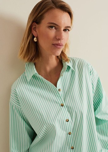 Phase Eight Green Striped Shirts Green/White Australia | UQ2514389